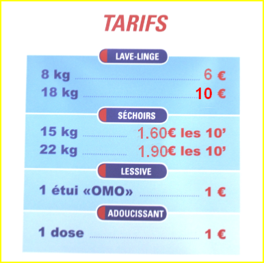 Tarifs pour les séchoirs